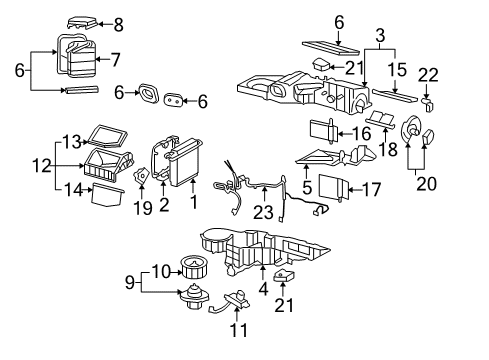 2006 GMC Yukon Air Conditioner Hose Asm, Auxiliary A/C Evaporator Diagram for 89024916