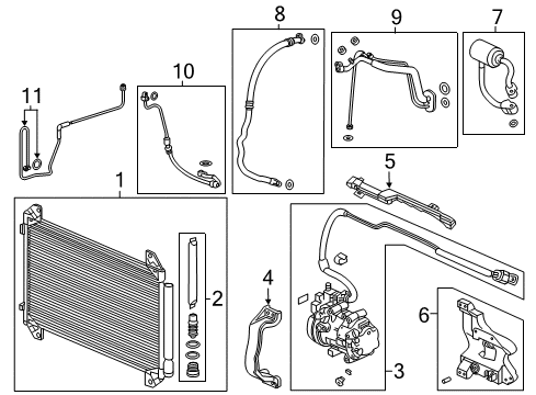 2019 Acura MDX A/C Condenser, Compressor & Lines Compressor Assembly Diagram for 38800-5WS-A02