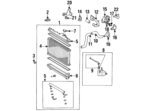 1995 Toyota Celica Radiator & Components Upper Hose Diagram for 16571-16240