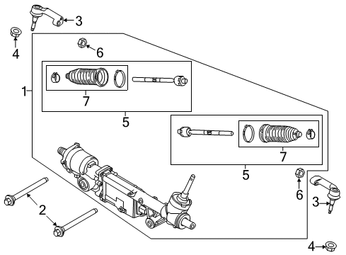 2018 Ford F-150 Steering Gear & Linkage Gear Assembly Diagram for JL3Z-3504-P
