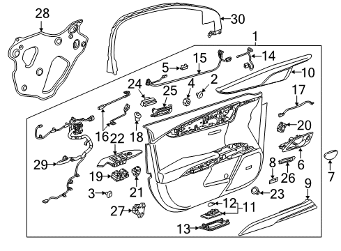 2014 Cadillac XTS Interior Trim - Front Door Lamp Bezel Diagram for 22794891