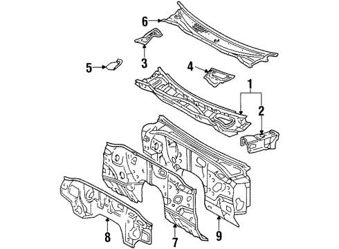 1994 Toyota Supra Cowl Insulator Assy, Dash Panel Diagram for 55210-14400
