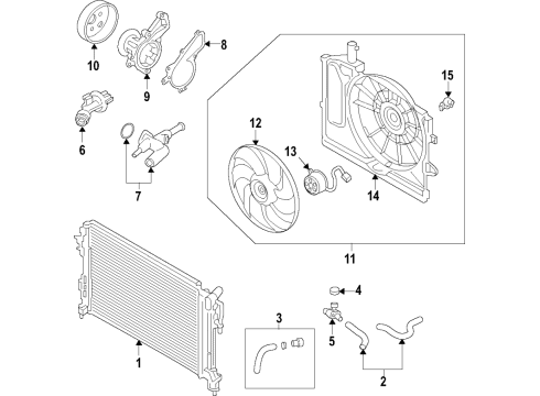 2018 Hyundai Elantra GT Cooling System, Radiator, Water Pump, Cooling Fan Motor Assembly Diagram for 25386-F2000