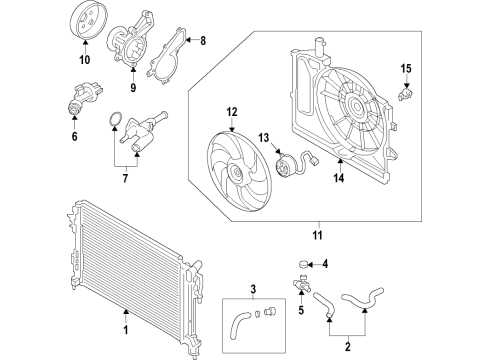 2018 Hyundai Elantra GT Cooling System, Radiator, Water Pump, Cooling Fan Blower Assembly Diagram for 25380-F2000