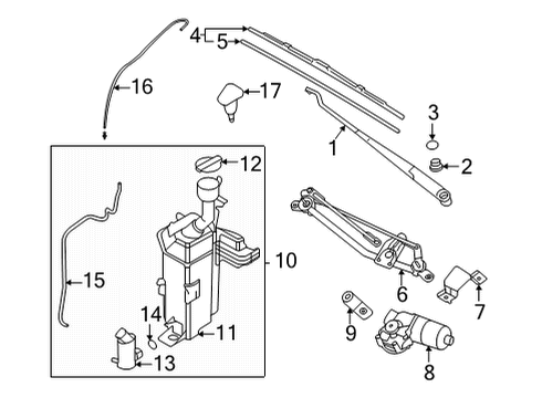 2022 Hyundai Elantra Wiper & Washer Components Linkage Assembly-Windshield Wiper Diagram for 98120-AB000