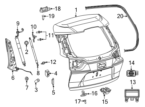 2021 Jeep Cherokee Lift Gate Rubber Diagram for 68432361AB