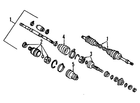 1994 Infiniti G20 Parking Brake Shaft Assy-Front Drive, RH Diagram for 39100-54J16