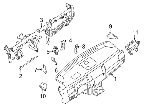 2017 Nissan Titan XD Cluster & Switches, Instrument Panel Panel & Pad Assy-Instrument Diagram for 68200-EZ00A
