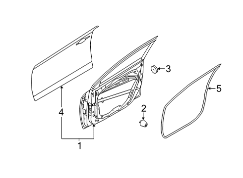 2021 Hyundai Elantra Door & Components W/STRIP Assembly-FR Dr Side RH Diagram for 82140-AB000