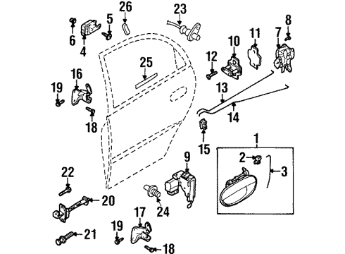1999 Daewoo Nubira Rear Door Lock Rod Insulator Diagram for 96252105
