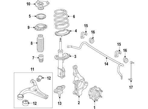 2019 Kia Sedona Front Suspension Components, Lower Control Arm, Stabilizer Bar Front Suspension Strut Dust Cover Diagram for 54625A9000