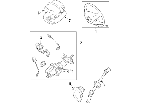 2009 Toyota Sienna Steering Column, Steering Wheel & Trim Steering Wheel Diagram for 45100-08081-B0