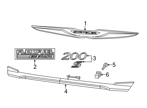2013 Chrysler 200 Exterior Trim - Trunk Lid APPLIQUE-License Lamp Diagram for 68082982AG