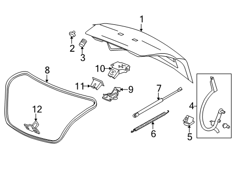 2016 Buick LaCrosse Trunk Support Strut Diagram for 9056900