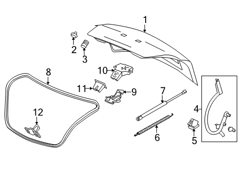 2016 Buick LaCrosse Trunk Trunk Lid Diagram for 9056872