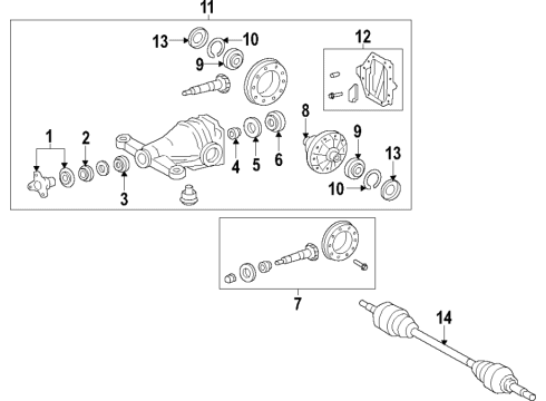 2020 Lexus LS500h Rear Axle, Differential, Drive Axles, Propeller Shaft Case Sub-Assembly, Differential Diagram for 41301-11020