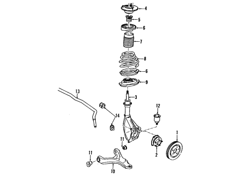 1998 Chevrolet Lumina Front Suspension Components, Lower Control Arm, Stabilizer Bar Front Spring Diagram for 14100196