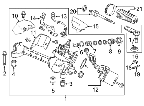 2014 Honda CR-Z Steering Column & Wheel, Steering Gear & Linkage End Set, Rack Diagram for 53010-SZT-H01