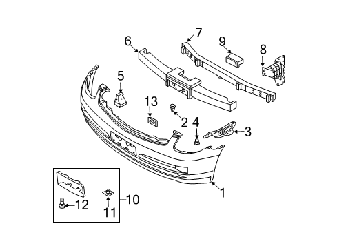 2003 Infiniti G35 Front Bumper ABSORBER-Shock, Front Bumper LH Diagram for 62093-AM600