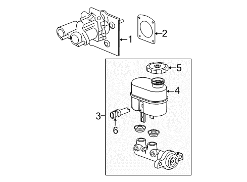 2007 GMC Sierra 3500 HD Dash Panel Components Cylinder Asm, Brake Master Diagram for 19209203