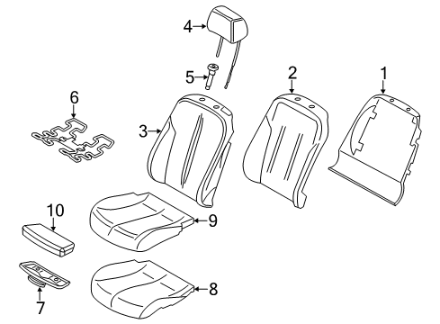 2017 BMW 640i Gran Coupe Front Seat Components Padded Section, Basic Seat, Right Diagram for 52107308046