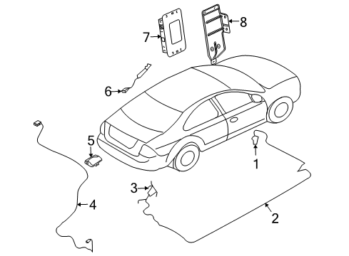 2008 Lincoln MKZ Antenna & Radio Antenna Cable Diagram for AE5Z-18812-D