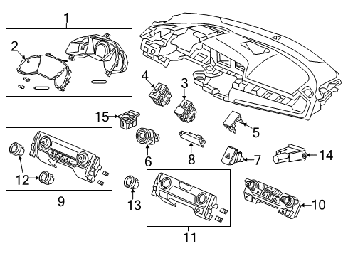 2018 Honda Civic Ignition Lock Set Key Cylinder Diagram for 06350-TBG-A71