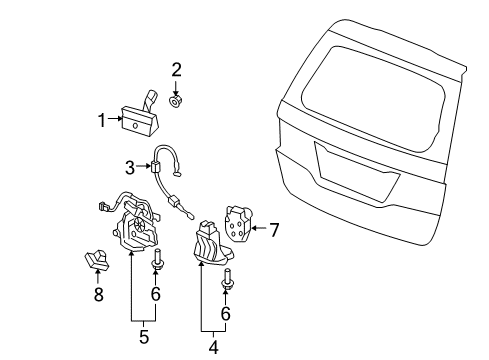 2005 Honda Odyssey Lift Gate Handle Assy., Tailgate Diagram for 74810-SFE-003