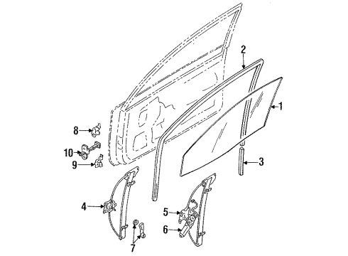 1993 Plymouth Colt Front Door Glass & Hardware Regulator Front Door Window Diagram for MB827524