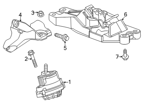 2021 Cadillac CT5 Engine & Trans Mounting Mount Bracket Diagram for 84146179