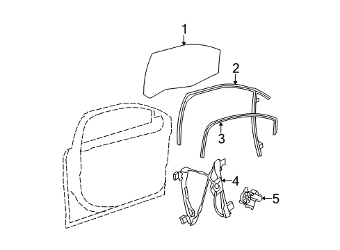 2009 Saturn Aura Front Door Weatherstrip Asm-Front Side Door Window Inner Diagram for 25815089