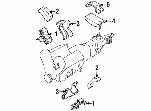 1998 Isuzu Rodeo Engine & Trans Mounting Bracket, RR. Engine Mounting Diagram for 8-97125-308-0