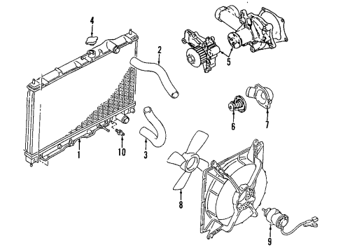 1994 Eagle Summit Cooling System, Radiator, Water Pump, Cooling Fan Tube Diagram for MD178715