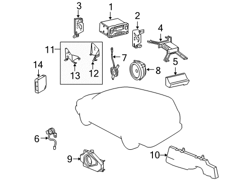 2002 Lexus LX470 Sound System Bracket, Disc Player Diagram for 86274-60090