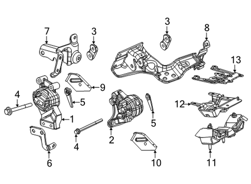 2022 Jeep Grand Wagoneer Engine & Trans Mounting PINION NOSE Diagram for 68422186AC