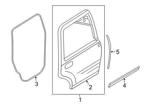 2016 Lincoln Navigator Rear Door Door Weatherstrip Diagram for 7L1Z-40253A10-A