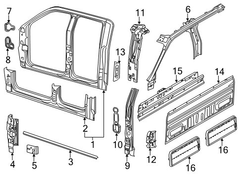 2012 Ford F-150 Aperture Panel, Back Panel Hinge Pillar Reinforcement Diagram for 9L3Z-1502527-A