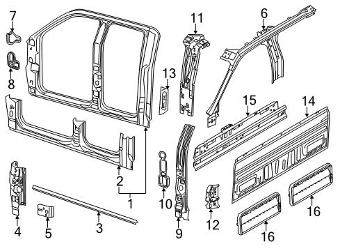 2012 Ford F-150 Aperture Panel, Back Panel Back Panel Diagram for 9L3Z-1640300-A