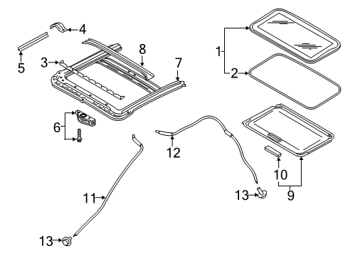 2020 Nissan Rogue Sport Sunroof Rail Assy-Sunroof Diagram for 91350-6MA1A