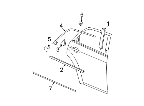 2006 Dodge Charger Exterior Trim - Rear Door Molding-Rear Door Diagram for WG21BPKAC