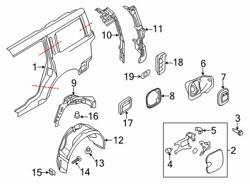 2018 Ford Flex Quarter Panel & Components Fuel Door Diagram for 8A8Z-74405A26-A