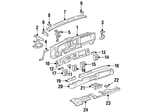 1998 Buick LeSabre Instrument Panel Plate Asm-Instrument Panel Lower Trim Diagram for 25644783