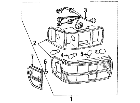 1991 Toyota Celica Side Marker & Tail Lamps Lens, Rear Combination Lamp, LH Diagram for 81561-2B030