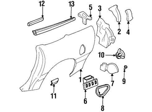 1994 Pontiac Firebird Quarter Panel, Exterior Trim MOLDING A Diagram for 10181942