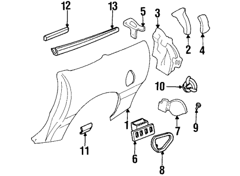 2001 Pontiac Firebird Quarter Panel, Exterior Trim Molding Asm-Quarter Panel Center *Orange Diagram for 10426723