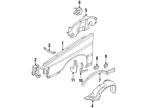 1988 Nissan Sentra Fender & Components, Exterior Trim Grommet-Screw Diagram for 80874-57A00