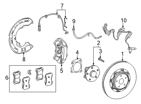 2018 Lexus LS500h Brake Components Sensor, Speed, Front LH Diagram for 89543-50050