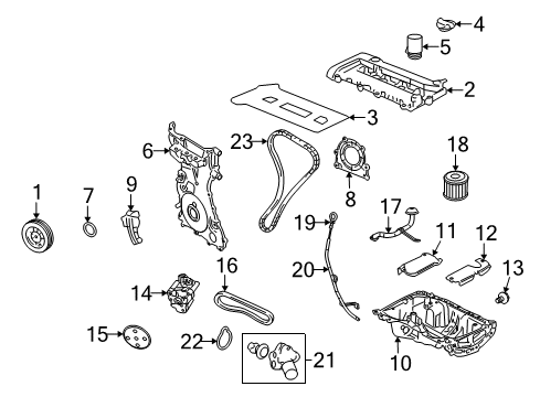 2006 Mercury Mariner Engine Parts, Mounts, Cylinder Head & Valves, Camshaft & Timing, Oil Cooler, Oil Pan, Oil Pump, Crankshaft & Bearings Thermostat Unit Gasket Diagram for 1S7Z-8255-BC