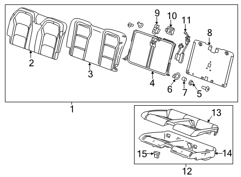 2022 Chevrolet Camaro Rear Seat Components Latch Cover Diagram for 92230515