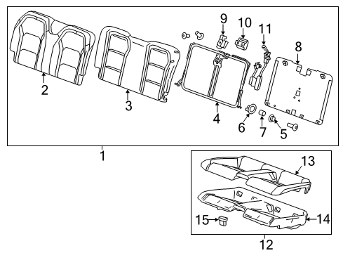 2022 Chevrolet Camaro Rear Seat Components Seat Cushion Pad Diagram for 84172631